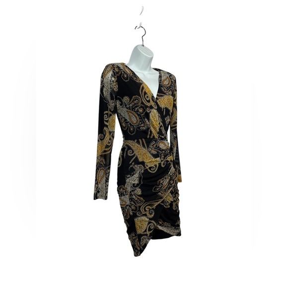 NWOT, Marciano by Guess, Black & Gold Paisley Pattern Dress, Small - Picture 6 of 11